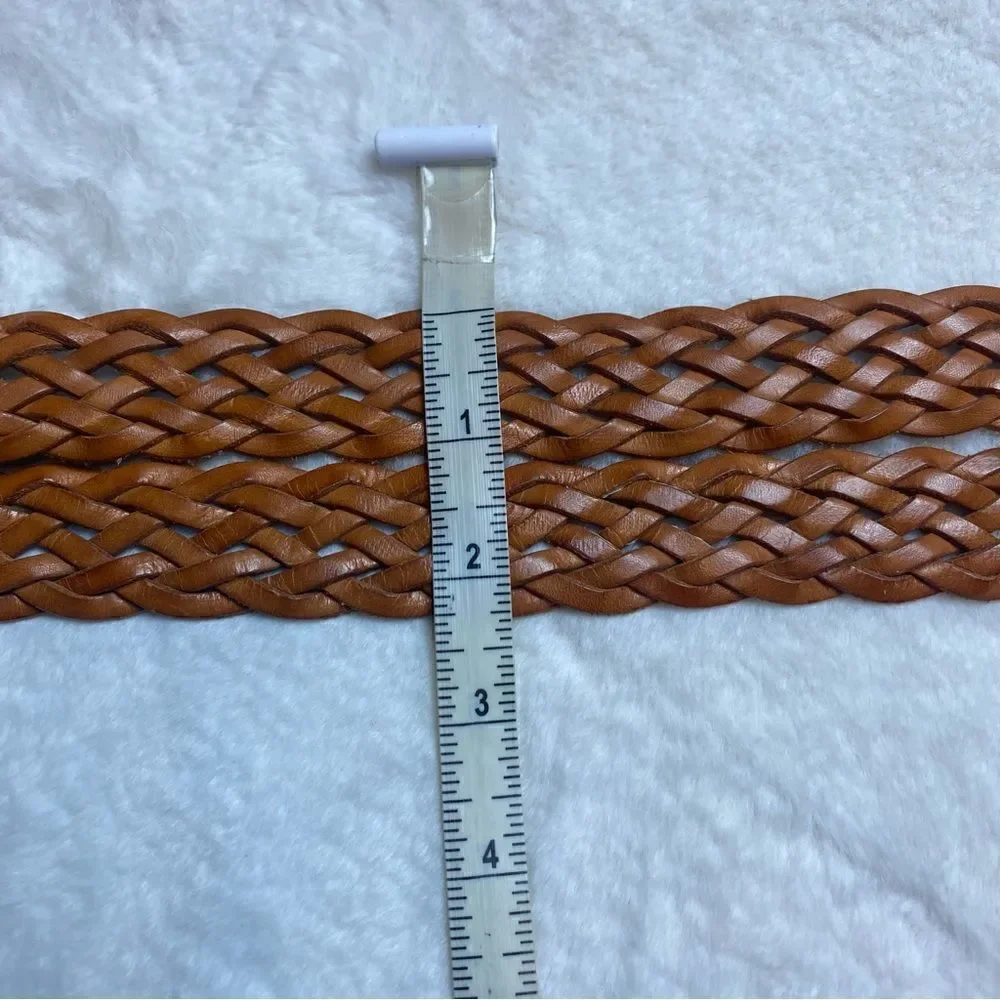 Brown Leather Double Braided Western Style Belt